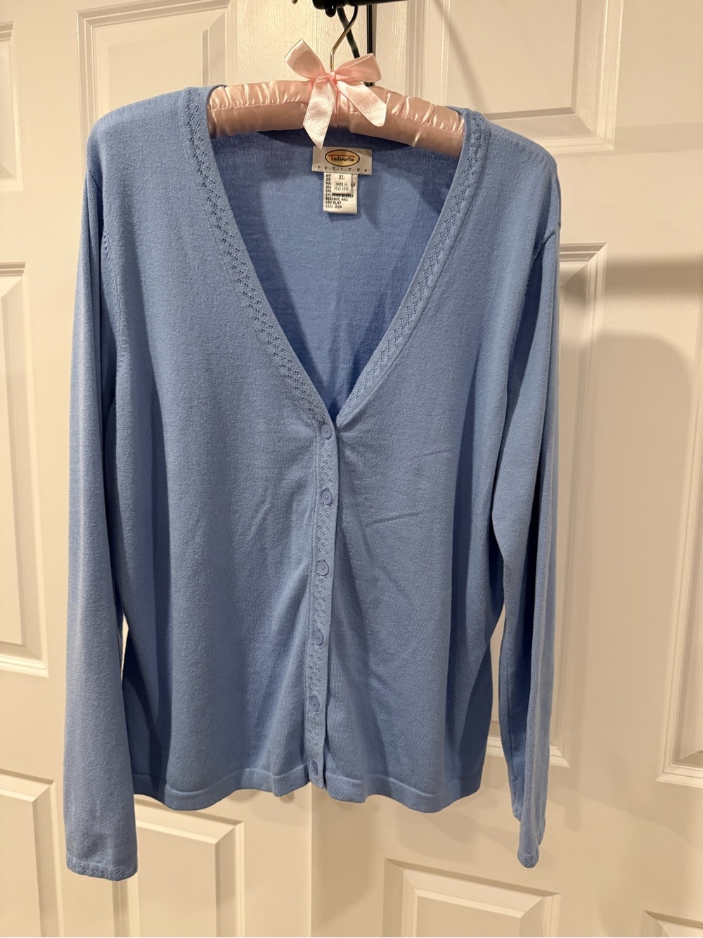Talbots Light Blue V-Neck Button Front Cardigan